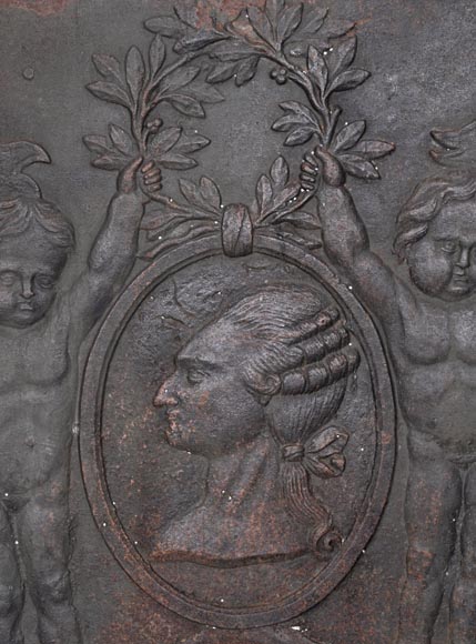 Cast iron fireback depicting Louis XVI-1