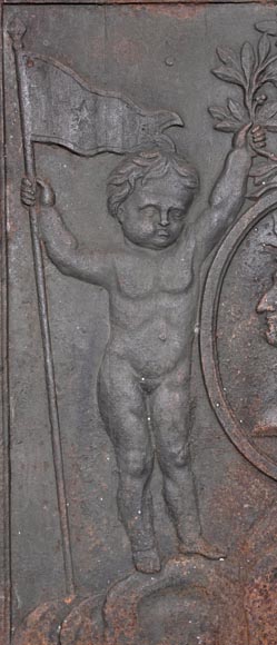 Cast iron fireback depicting Louis XVI-4