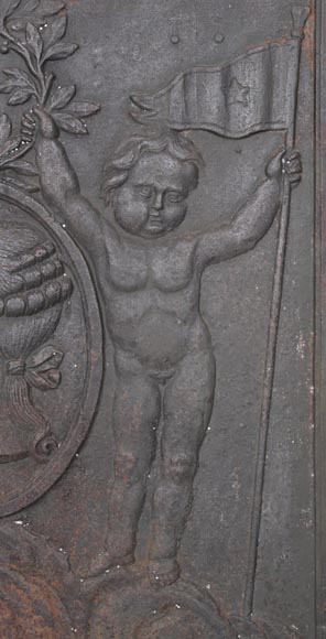 Cast iron fireback depicting Louis XVI-5