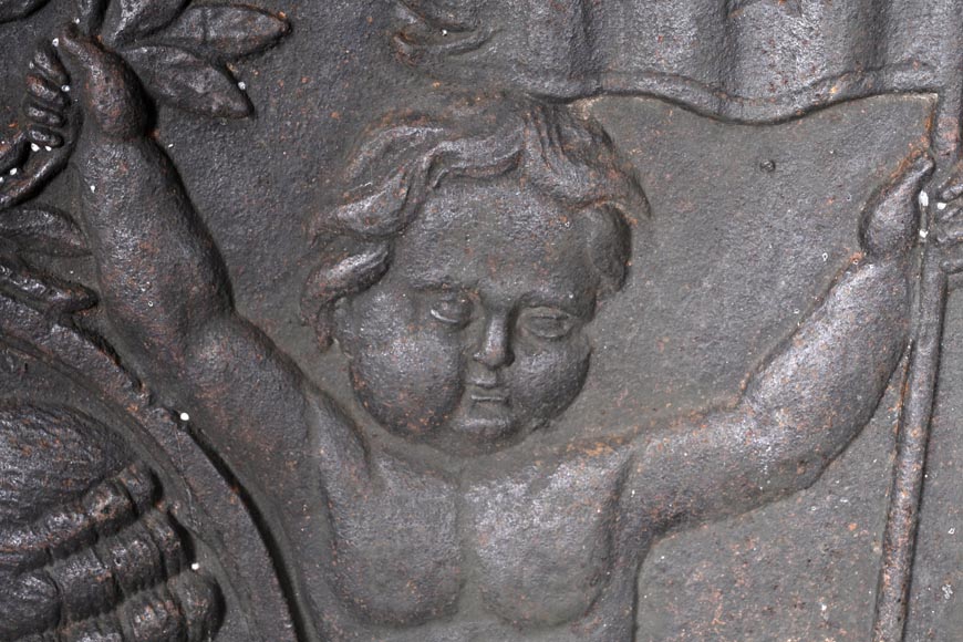 Cast iron fireback depicting Louis XVI-6