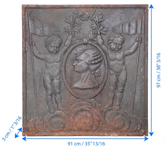 Cast iron fireback depicting Louis XVI-8