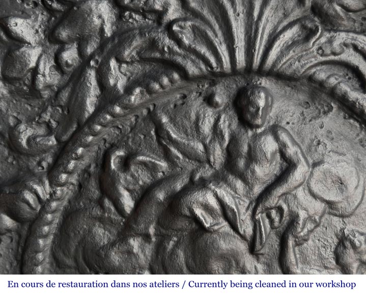 Fireplace plaque decorated with lions and pilasters-3
