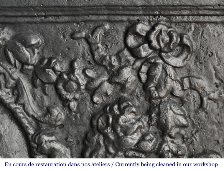 Fireplace plaque decorated with lions and pilasters-6