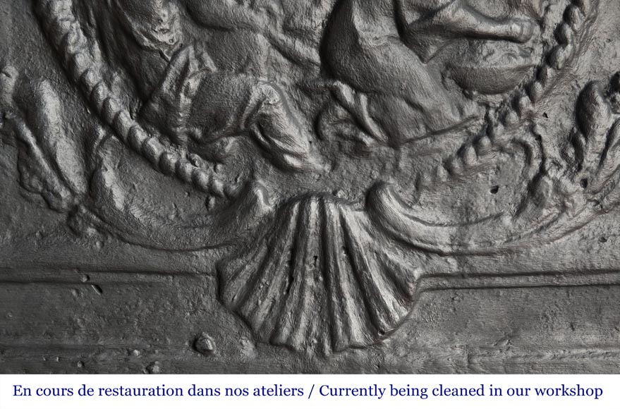 Fireplace plaque decorated with lions and pilasters-10