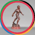 “The Discus Thrower”, statuette in patinated regula