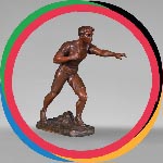 Sculpture of an athlete in patinated regula