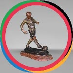 Sculpture of a soccer player, in two-patina regula 