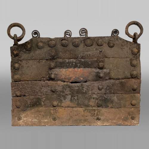 Antique riveted wrought-iron fireback