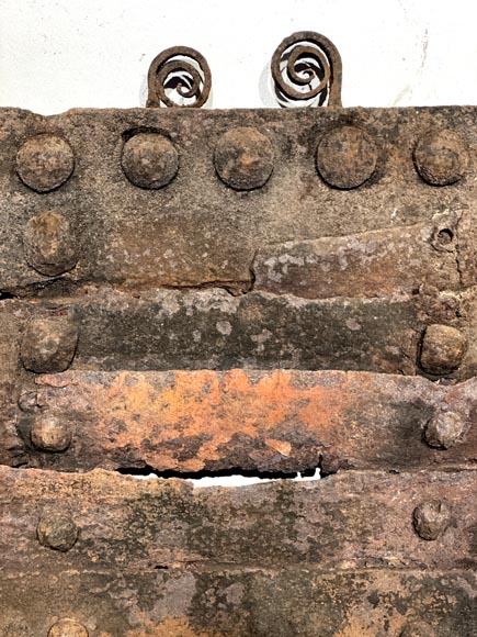 Antique riveted wrought-iron fireback-2