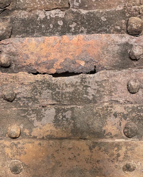 Antique riveted wrought-iron fireback-4