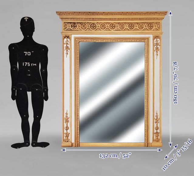 Louis XVI style trumeau enhanced with gold paint-6