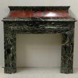 Antique hooded fireplace made out of  Sea Green marble with Red Griotte marble