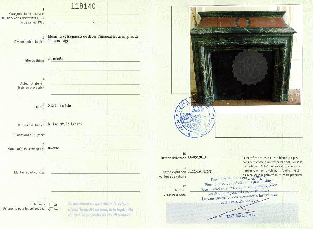 Export certificate