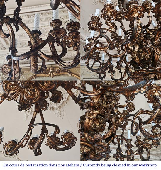  Important Louis XV style chandelier with 36 lights, in gilt bronze-10