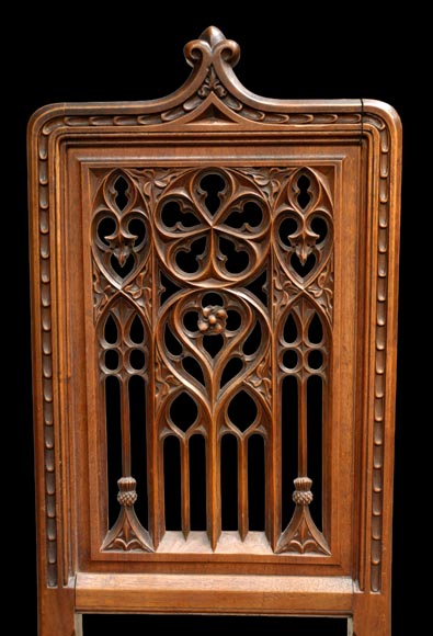 Set of 12 Neo-Gothic chairs featuring four different types of openwork backs-2