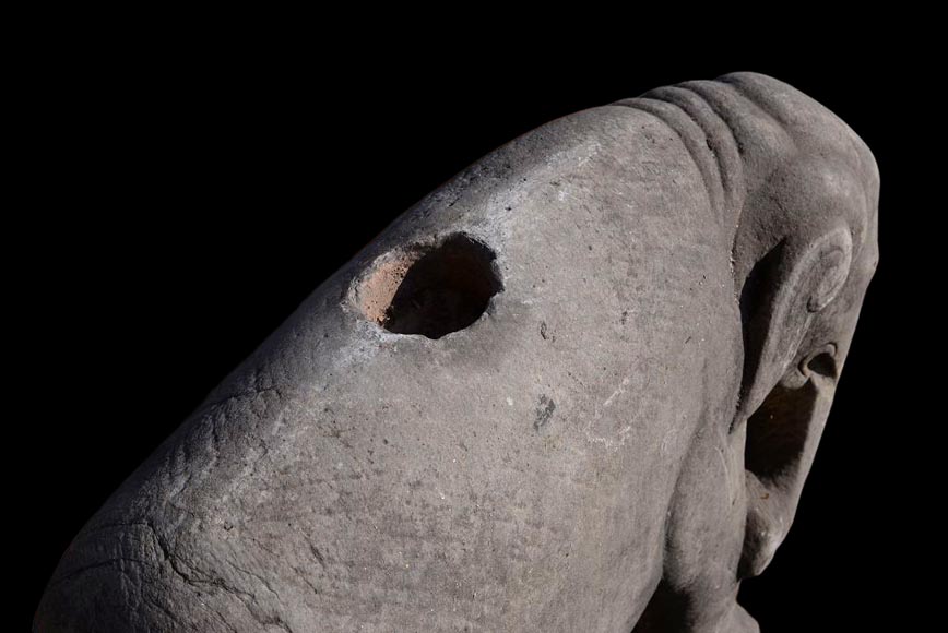 Pair of Vietnamese-style carved stone elephant statues-5