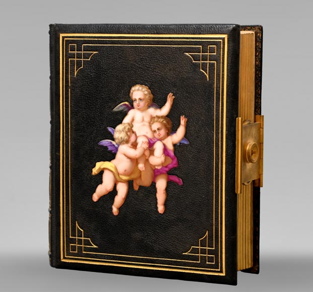 Julien-Nicolas Rivart (1802-1867) – Photo album with porcelain marquetry decoration on leather Julien-Nicolas Rivart (1802-1867) – Photo album with porcelain marquetry decoration on leather-1