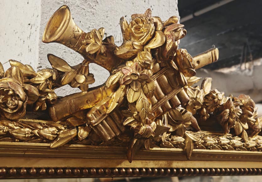 Gilded Louis XVI style trumeau with musical instruments-2