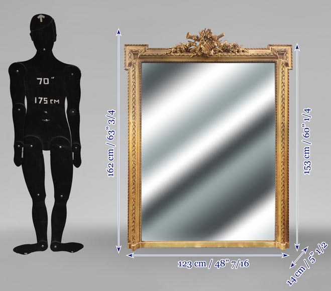 Gilded Louis XVI style trumeau with musical instruments-9