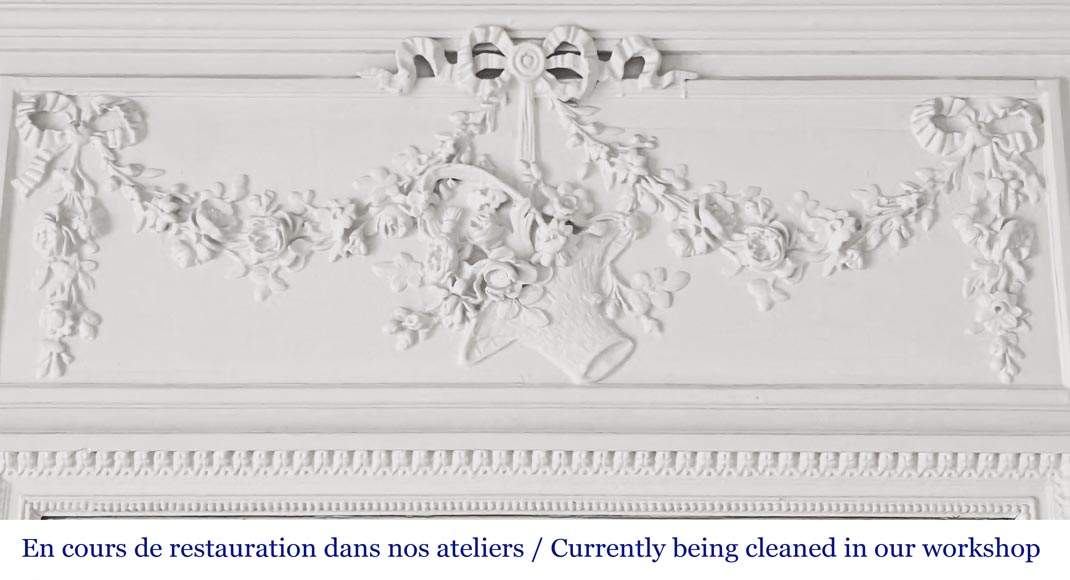 Louis XVI style trumeau decorated with a floral basket Louis XVI style trumeau decorated with a floral basket-1