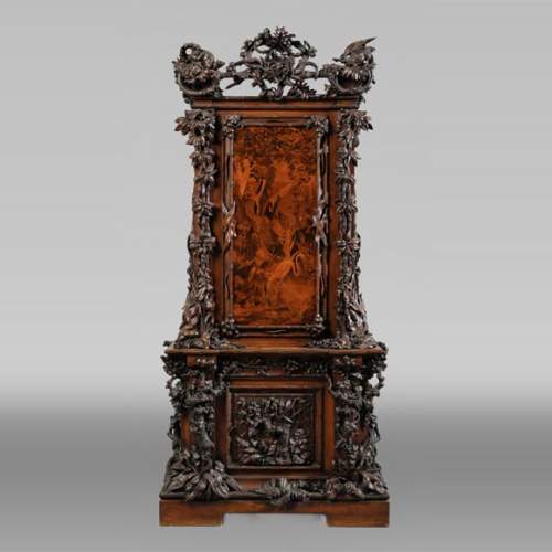 Jean-Pierre TAHAN & Joseph CREMER, two-part carved buffet with marquetry panel called “Fantasy Furniture” Exhibition 1855