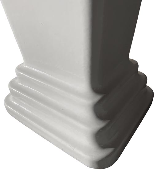 Double washbasin in white enamelled ceramic, chrome fittings, Art Deco Double washbasin in white enamelled ceramic, chrome fittings, Art Deco-5