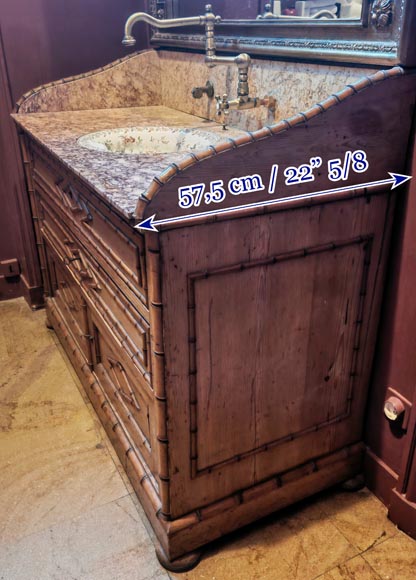 Washstand in brocatelle marble and wood imitating bamboo-7