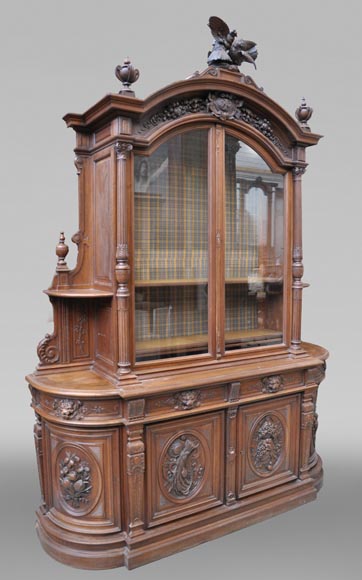 19世紀～ 1800's～ France antique Stall Large glazed Napoléon III period cabinet with rustic décor