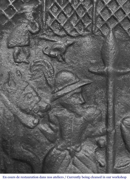 Cast iron fireplace plaque depicting 