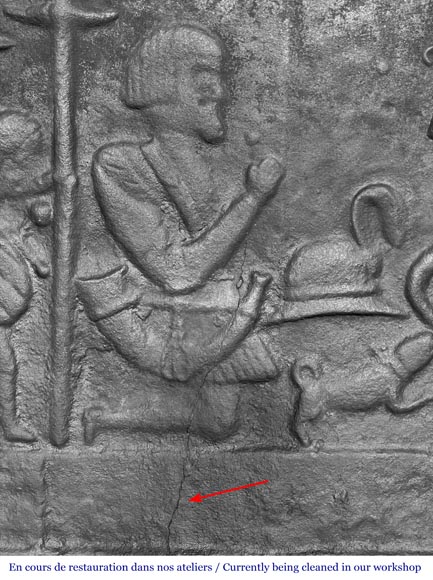 Cast iron fireplace plaque depicting 