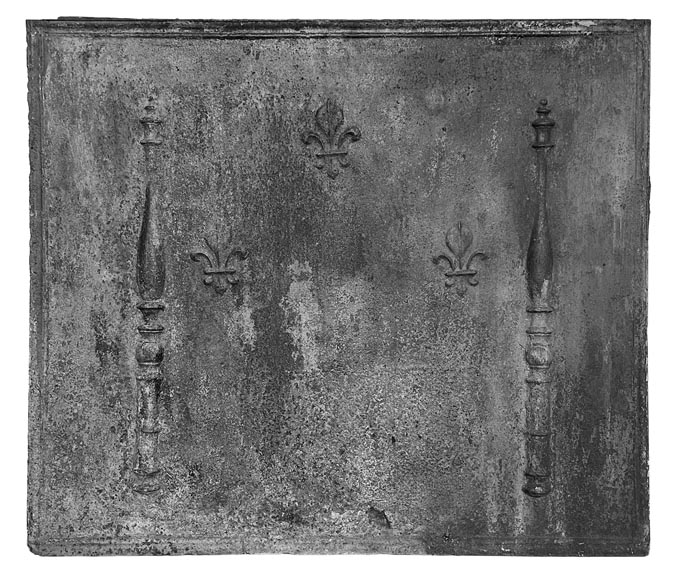 Fireplace plaque with fleur-de-lis and Pillars of Hercules-0