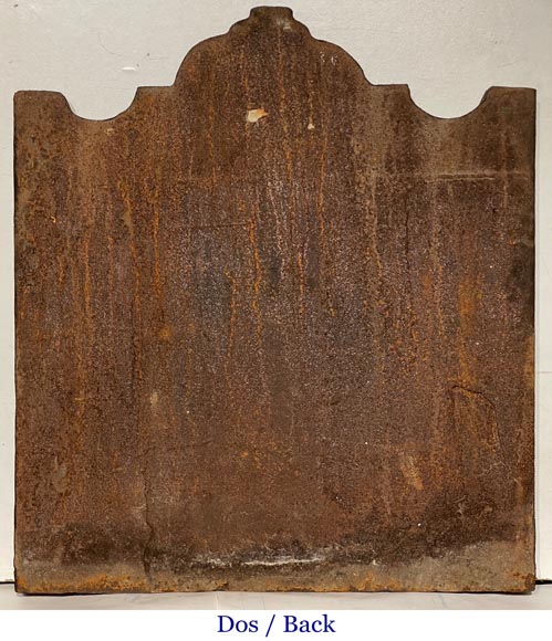 Fireplace plaque with coat of arms supported by two greyhounds-8