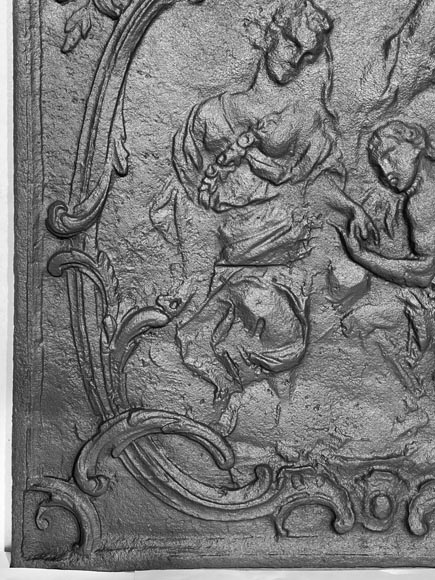 Louis XV style fireplace plaque with a gallant scene-2