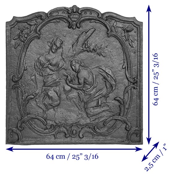 Louis XV style fireplace plaque with a gallant scene-8