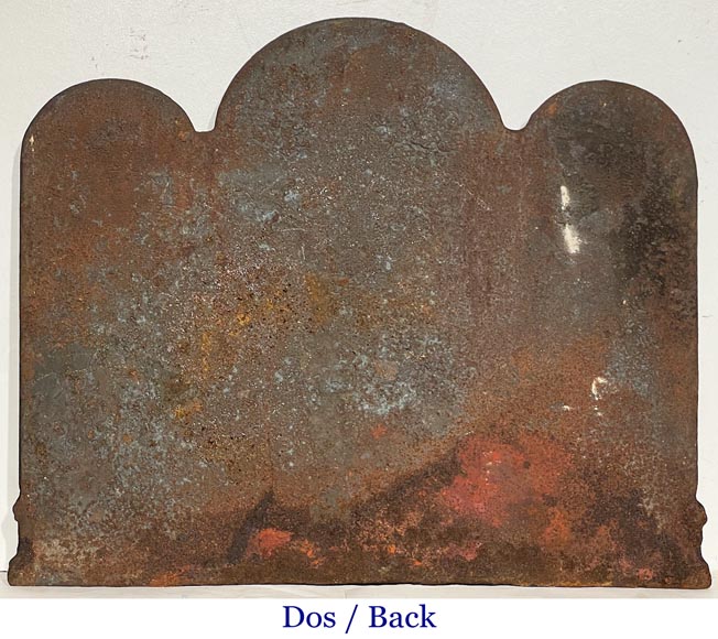 Fireplace backplate decorated with lions and fire pots-7