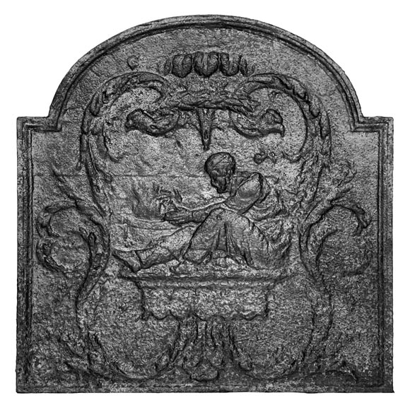 Fireplace plaque with figures near the fire-0