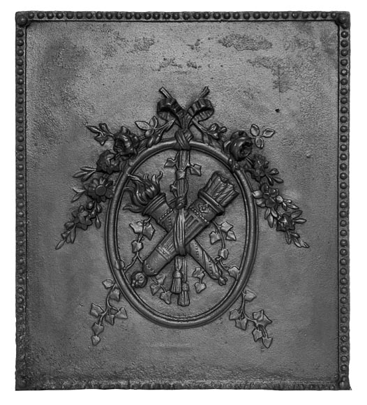 Louis XVI style fireplace plaque with quivers and torches-0