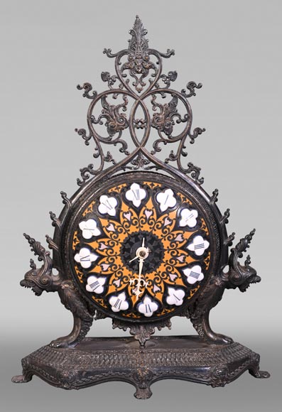 BOYE Ch, Orientalist Cloisonné Mantel Clock BOYE Ch, Orientalist Cloisonné Mantel Clock-0