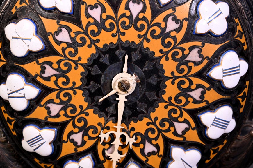 BOYE Ch, Orientalist Cloisonné Mantel Clock BOYE Ch, Orientalist Cloisonné Mantel Clock-3