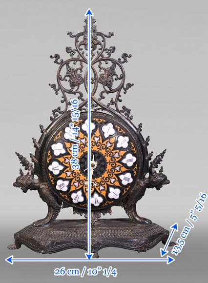 BOYE Ch, Orientalist Cloisonné Mantel Clock BOYE Ch, Orientalist Cloisonné Mantel Clock-8