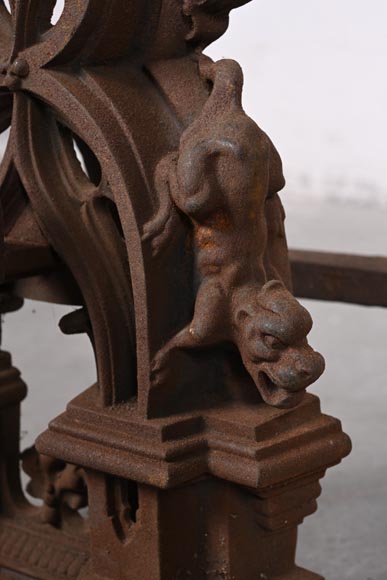 Pair of Neo-Gothic Iron Fire Dogs Pair of Neo-Gothic Iron Fire Dogs-7