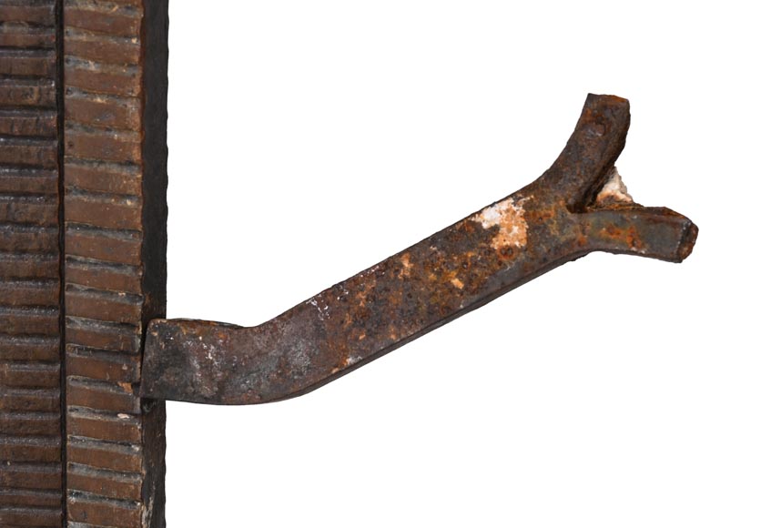 Wrought-iron fireplace spark guard with pine branch decoration, 1930s-7