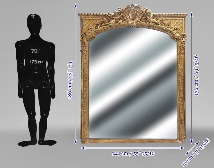 A richly gilded trumeau in the Napoleon III style, decorated with putti A richly gilded trumeau in the Napoleon III style, decorated with putti-9