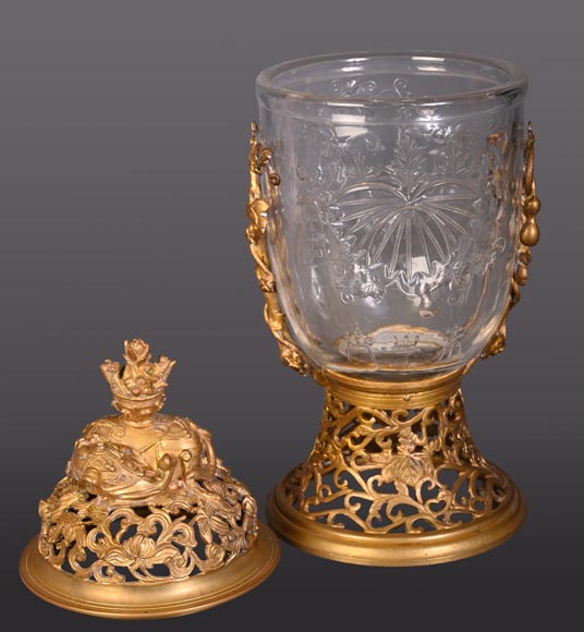 “Gourd” bowl, engraved crystal and gilt bronze-3