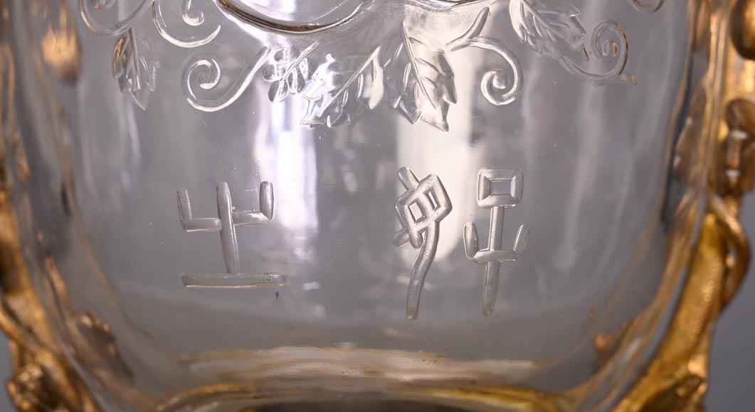 “Gourd” bowl, engraved crystal and gilt bronze-11