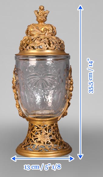 “Gourd” bowl, engraved crystal and gilt bronze-13