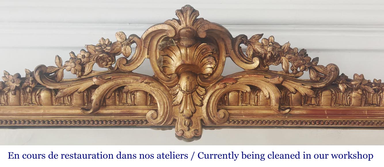 Louis XV style gilt trumeau with floral decoration-1