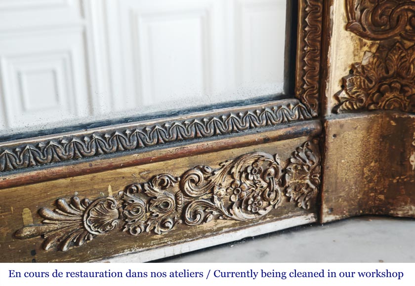 Gilded Louis Philippe period trumeau decorated with flowers and a palmette-5