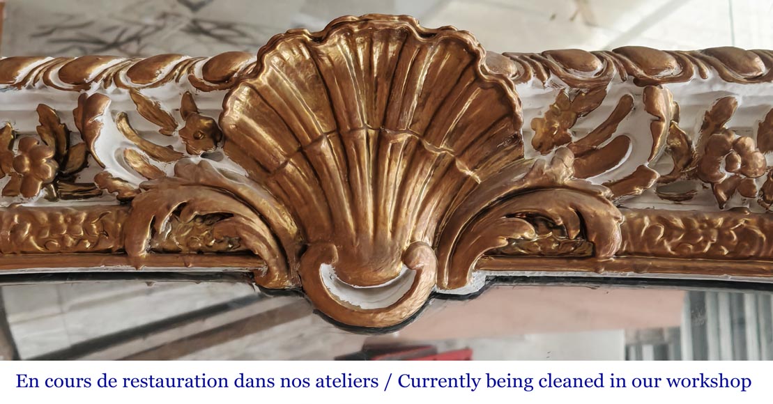 Louis XV style trumeau decorated with a shell in gilt paint-1