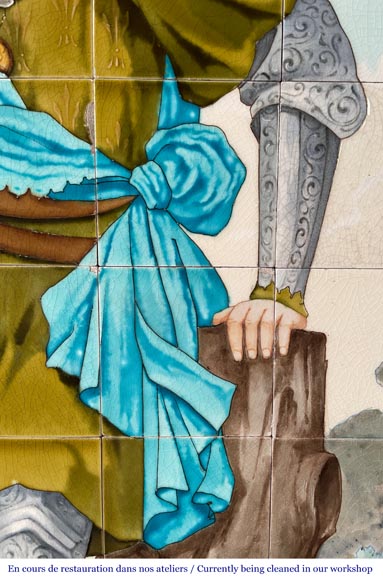 Sarreguemines, ceramic Panel Depicting the “Chevalier Bayard”-7